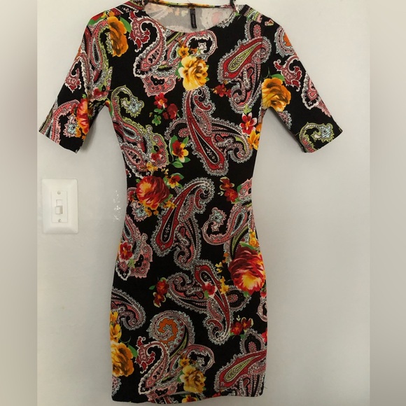 no brand Dresses & Skirts - Floral Paisley Midi Dress in Black with Red & Yellow